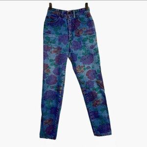 Vintage 90s St Tropez Floral Tapered Waist Jeans Small